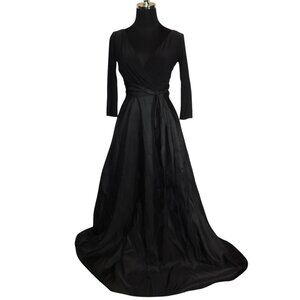 Alfred Sung 3/4 Sleeve Jersey Mikado V-Neck Evening Gown Size 2R NWT